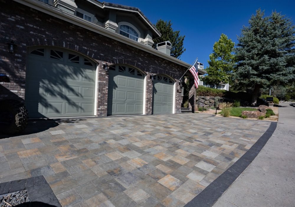 Paver Driveway with Border by Gail Willey Landscaping, Reno, Nevada