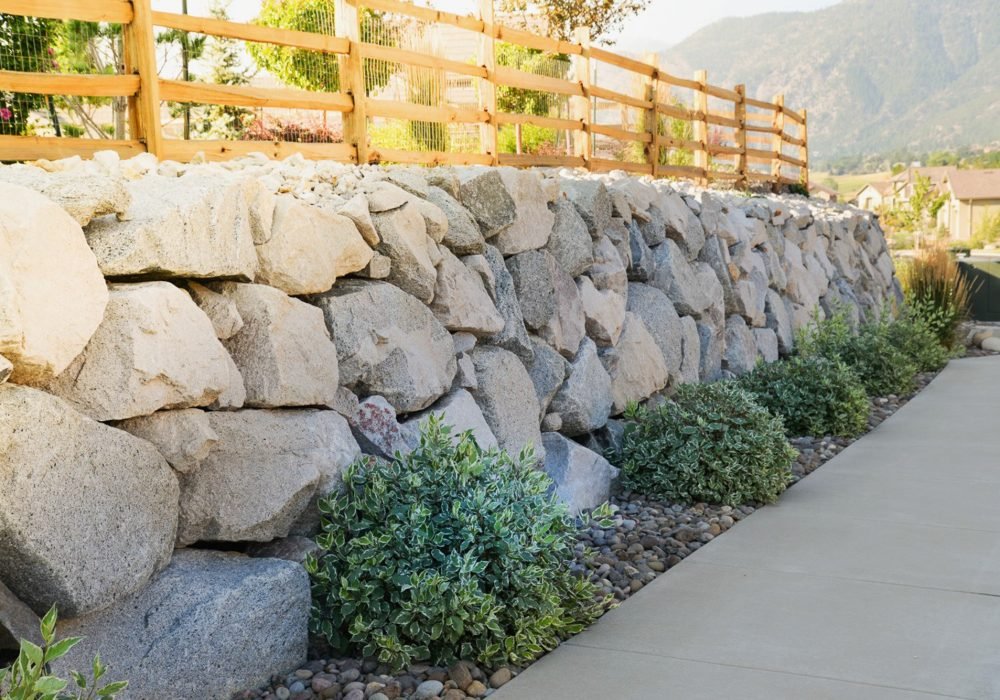 Boulder retainer wall Reno Nevada, Tahoe, California