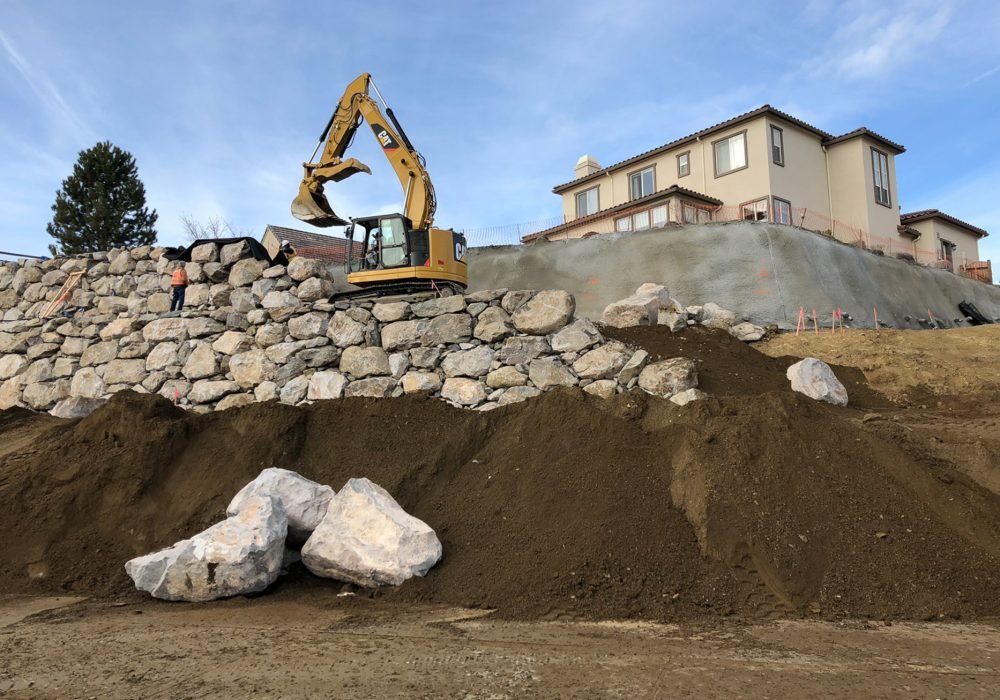Gail Willey building a retainer wall in Reno Nevada