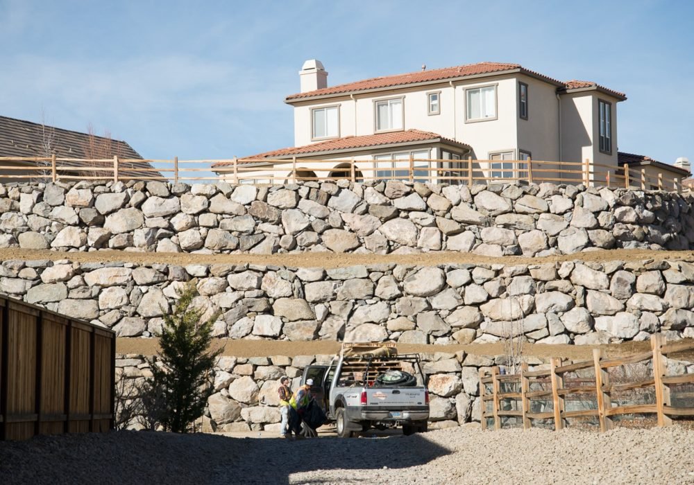 Boulders and rock retainer walls Reno Nevada, Tahoe, California