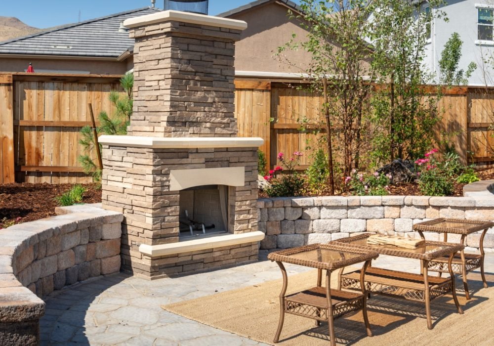 Outfoor living, fireplace, Reno Nevada Tahoe Landscaping