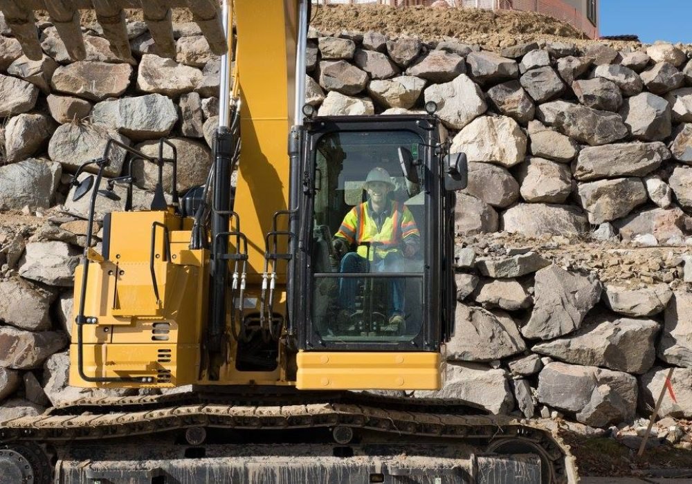 Building a commercial rock wall by Gail Willey Landscaping in Reno, Nevada