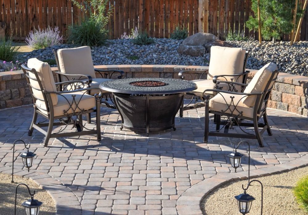 outdoor fire pit with pavers landscaping custom reno nevada tahoe california