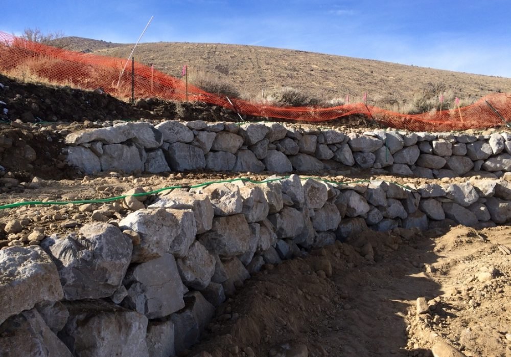Tiered Engineered rock wall, Commercial, Gail Willey Landscaping, Reno, Nevada, Tahoe, California